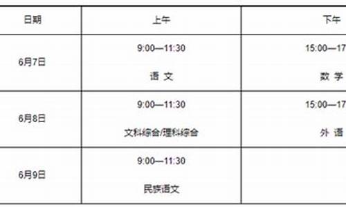 高考考试科目时间安排_高考考试科目时间安排怎么写